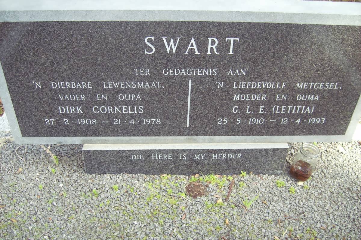 SWART Dirk Cornelis 1908-1978 &amp; G.J.E. 1910-1993