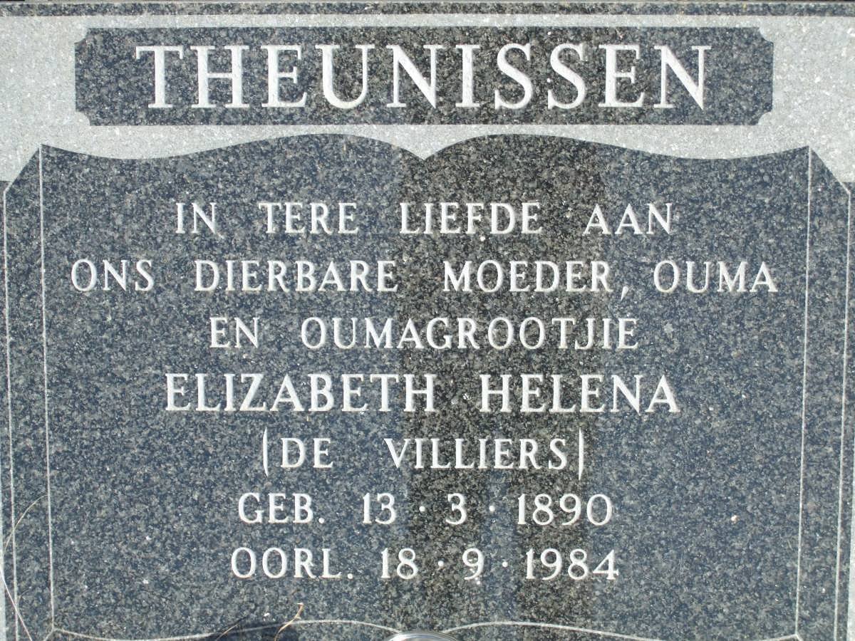 THEUNISSEN Elizabeth Helena nee DE VILLIERS 1890-1984