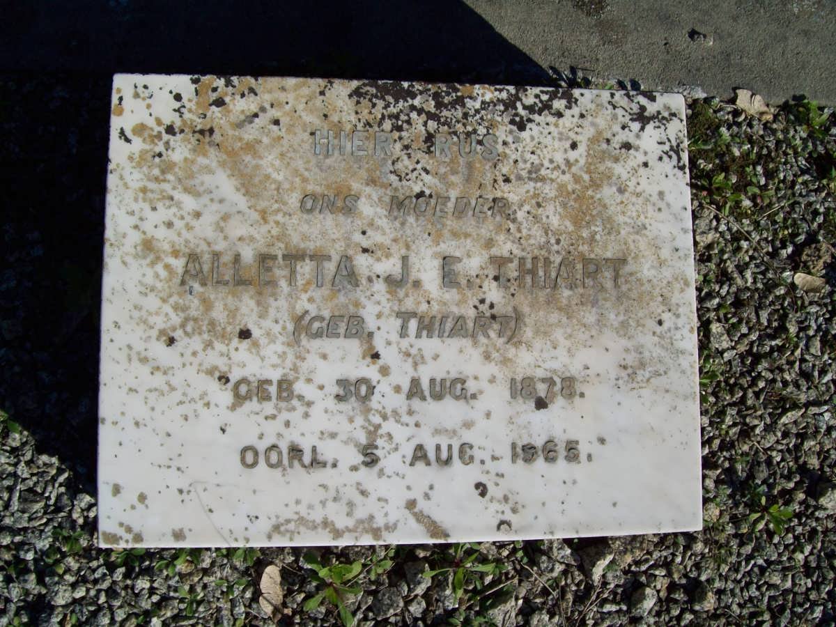 THIART Alletta J.E. nee THIART 1878-1965