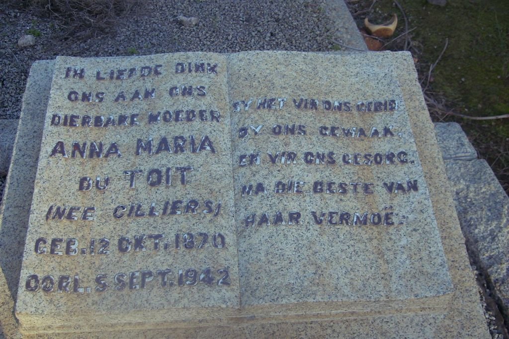 TOIT Anna Maria, du nee CILLIERS 1870-1942