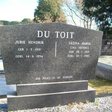 TOIT Jurie Hendrik, du 1919-1994 &amp; Gezina Maria VICTOR 1919-1980