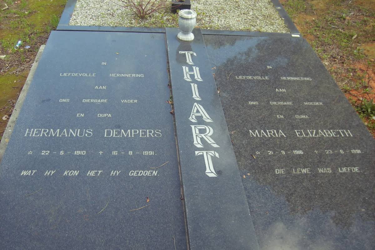 THIART Hermanus Dempers 1910-1991 &amp; Maria Elizabeth 1916-?