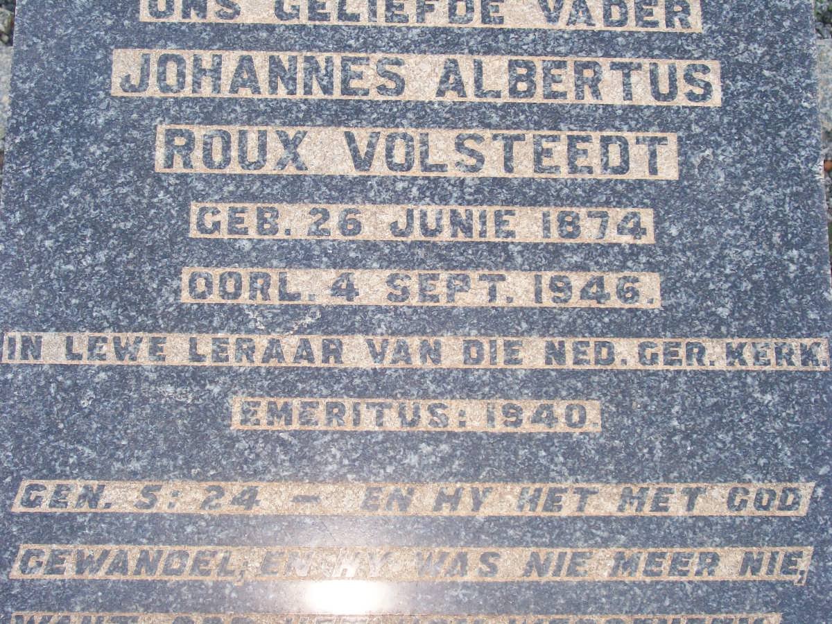 VOLSTEEDT Johannes Albertus Roux 1874-1946 &amp; Catherina Henrietta ROUX 1881-1942