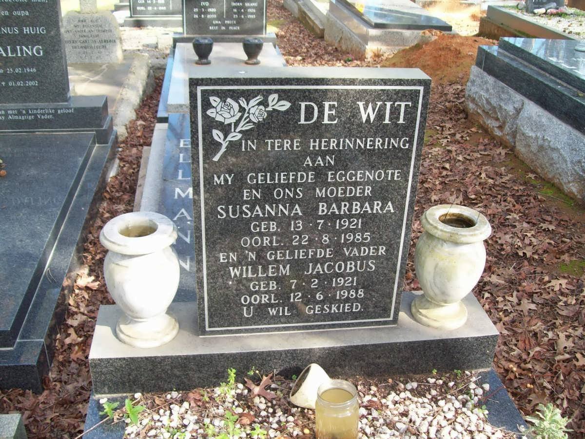 WIT Willem Jocobus, de 1921-1988 &amp; Susanna Barbara 1921-1985