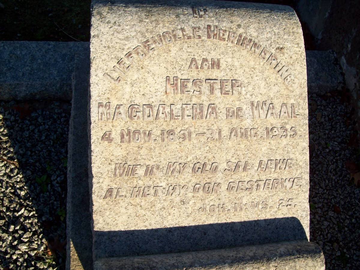 WAAL Hester Magdalena, de 1851-1935