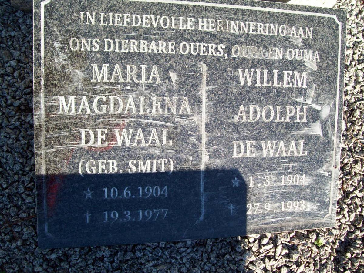 WAAL Willem Adolph, de 1904-1993 &amp; Maria Magdalena SMIT 1904-1977