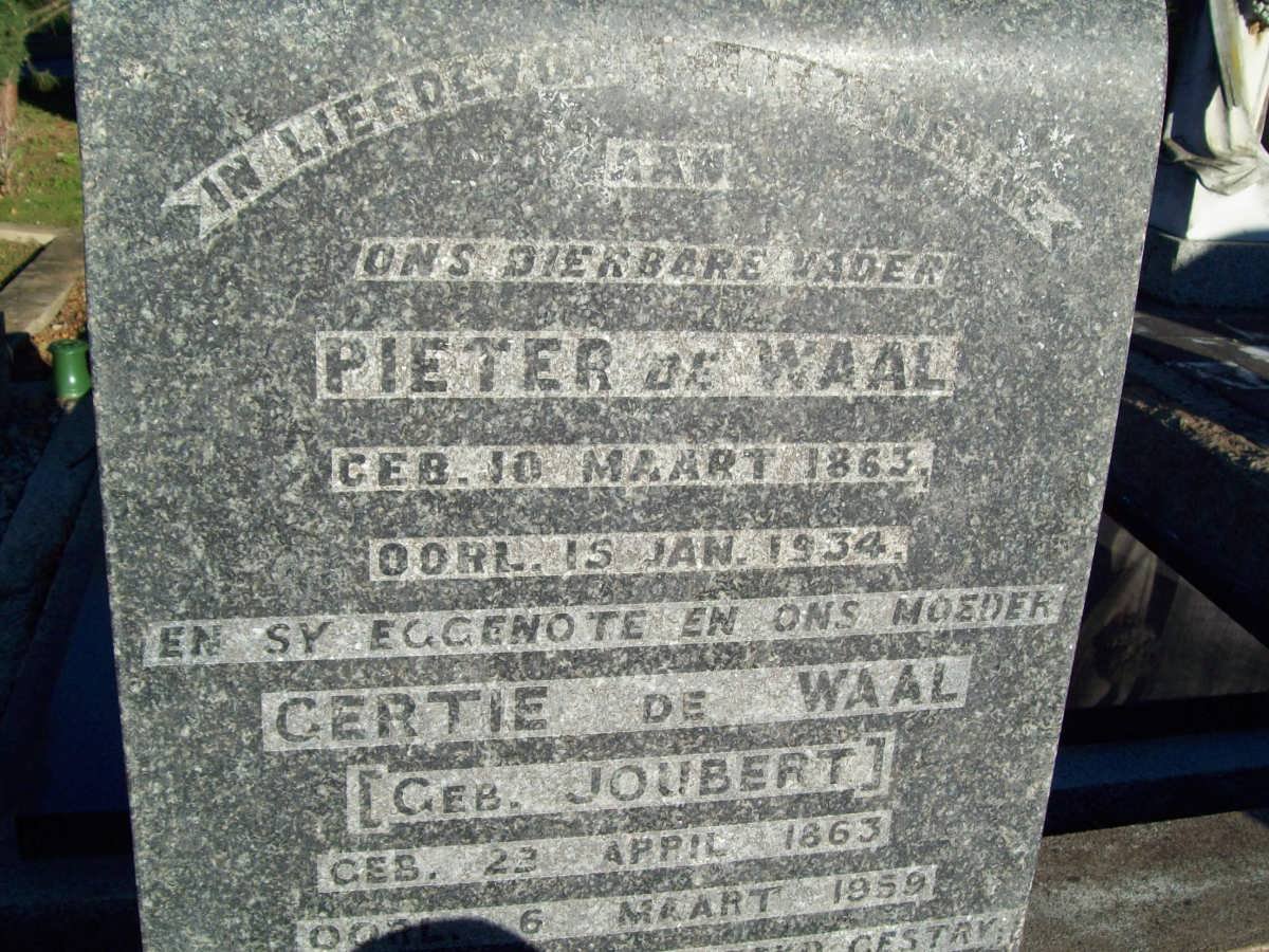 WAAL Pieter, de 1863-1934 &amp; Gertie JOUBERT 1863-1959