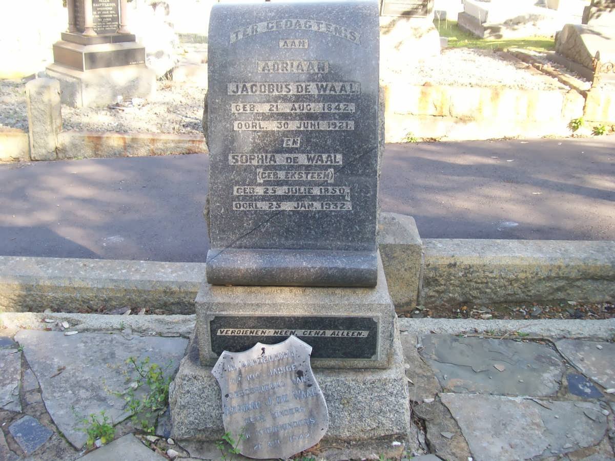 WAAL Adriaan Jacobus, de 1842-1921 &amp; Sophia EKSTEEN 1850-1932