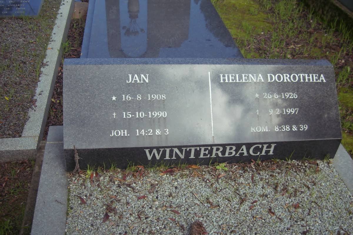 WINTERBACH Jan 1908-1990 &amp; Helena Dorothea 1926-1997
