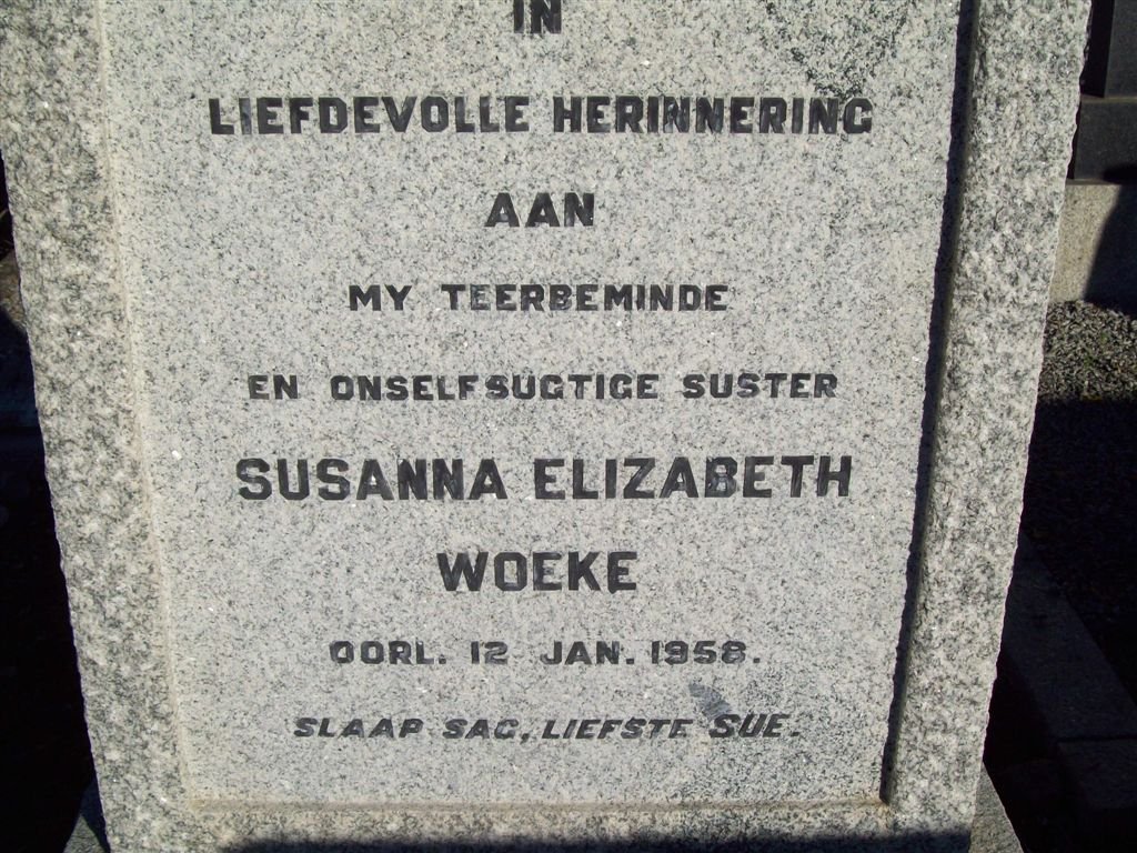 WOEKE Susanna Elizabeth -1958