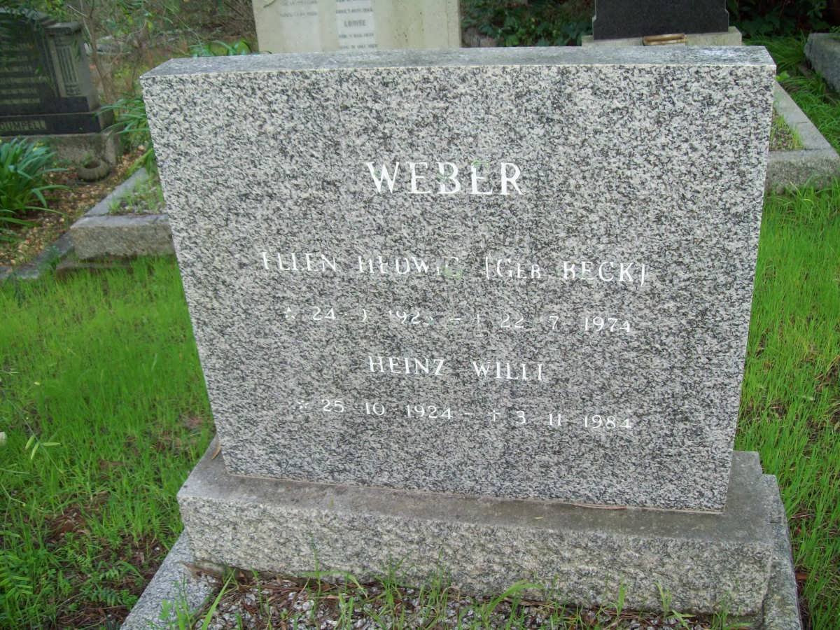 WEBER Heinz Willi 1924-1984 &amp; Ellen Hedwig BECK 192?-1974