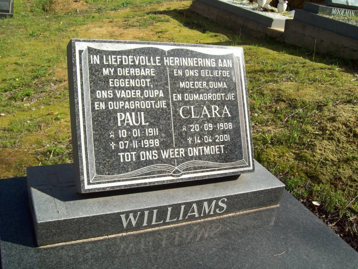 WILLIAMS Paul 1911-1998 &amp; Clara 1908-2001