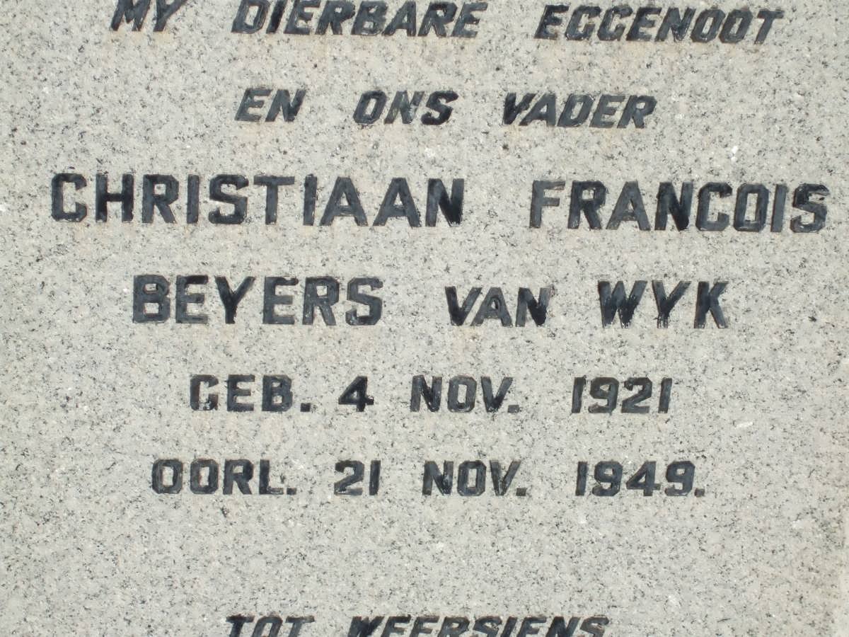 WYK Christiaan Francois Beyers, van 1921-1949