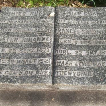 ? Petrus Johannes 1873-1921 &amp; Frances Salomina 1881-1952