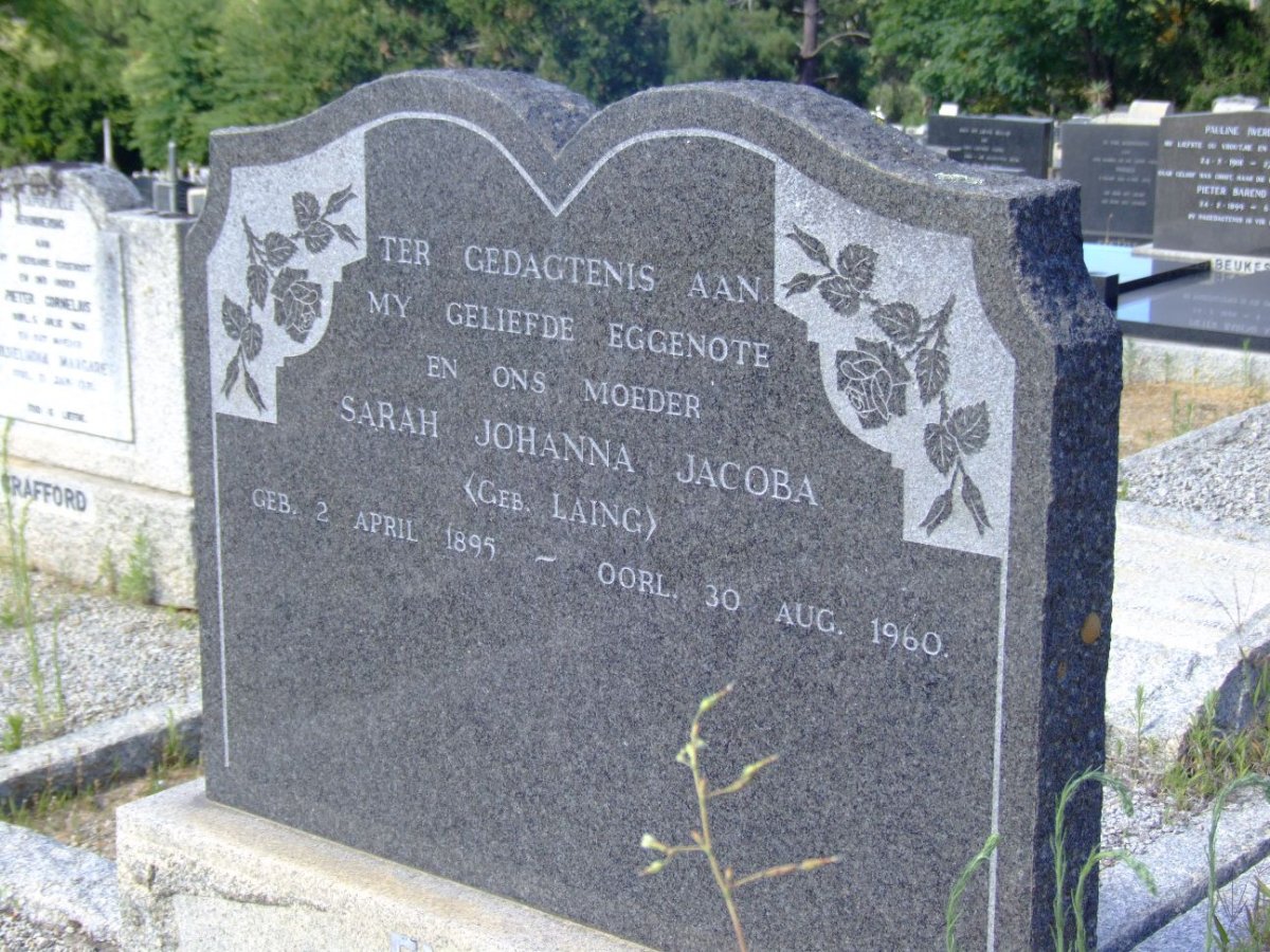 ? Sarah Johanna Jacoba nee LAING 1895-1960