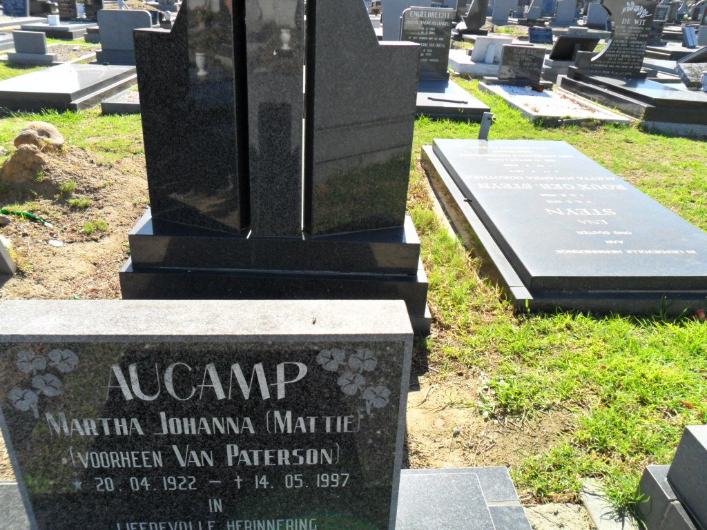 AUCAMP Martha Johanna nee VAN PATERSON 1922-1997