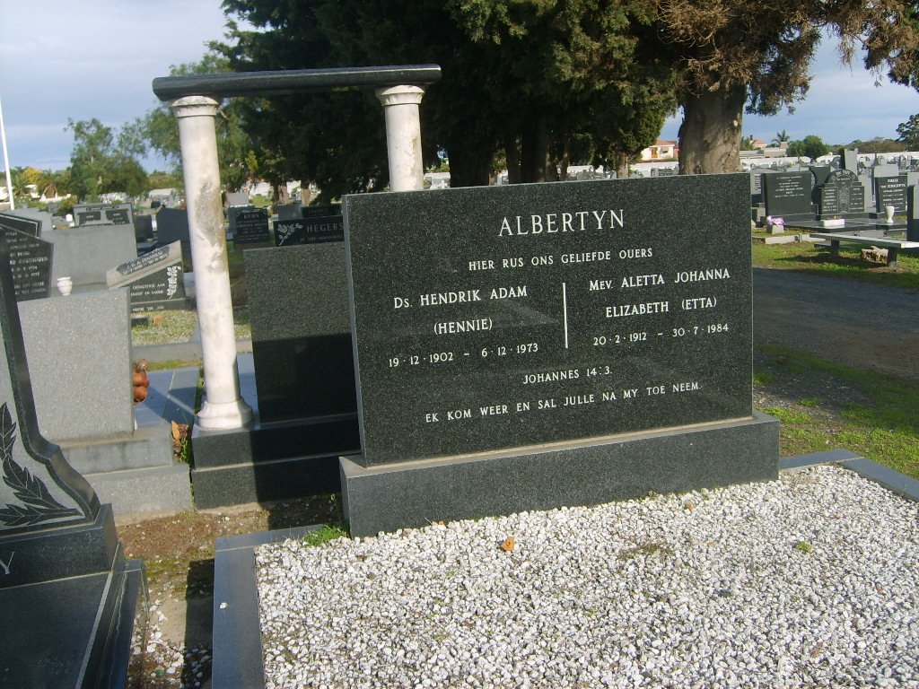 ALBERTYN Hendrik Johannes 1902-1973 &amp; Alleta Johanna Elizabeth 1912-1984