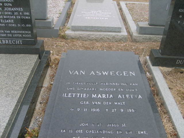 ASWEGEN Maria Aletta, van nee VAN DER WALT 1916-1981