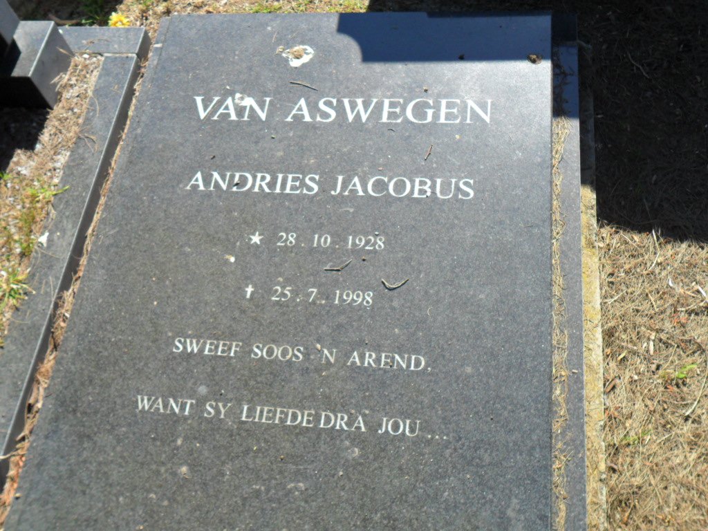 ASWEGEN Andries Jacobus, van 1928-1998