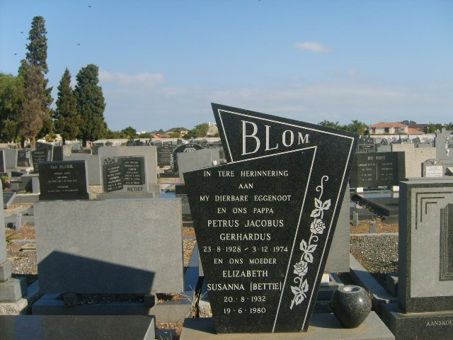BLOM Petrus Jacobus Gerhardus 1928-1974 &amp; Elizabeth Susanna 1932-1980