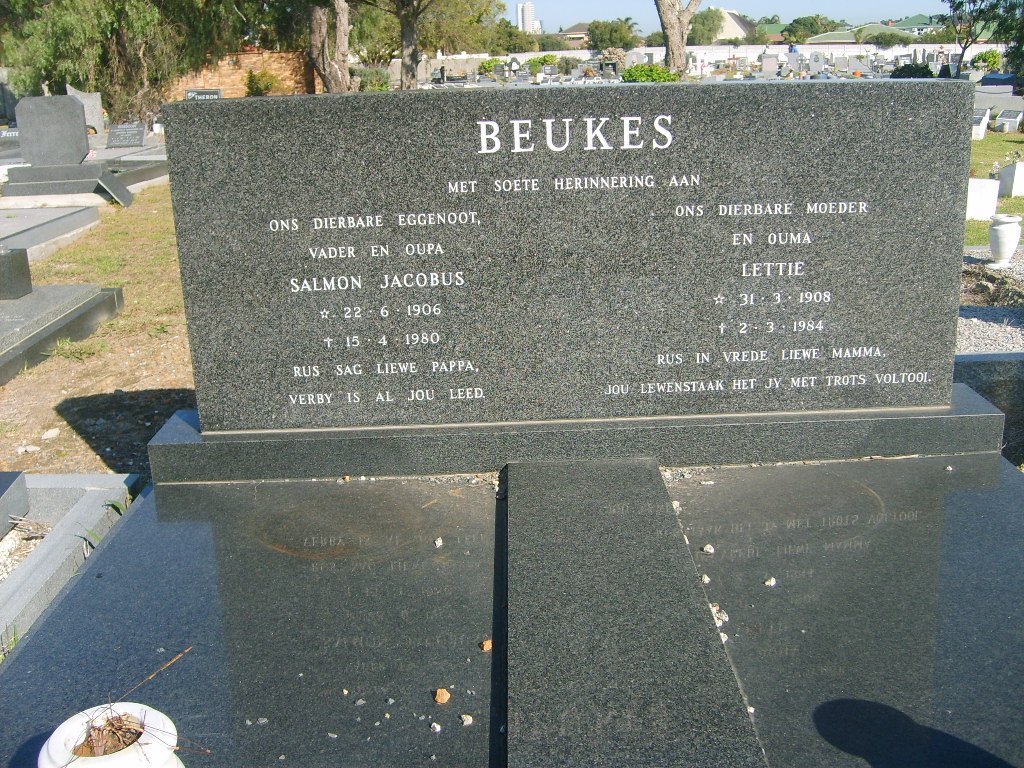 BEUKES Salmon Jacobus 1906-1980 &amp; Lettie 1908-1984