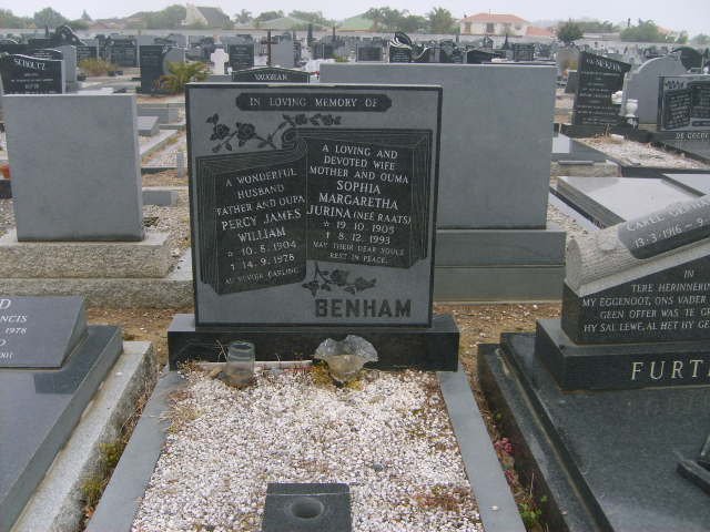 BENHAM Percy James William 1904-1978 &amp; Sophia Margaretha Jurina RAATS 1903-1993