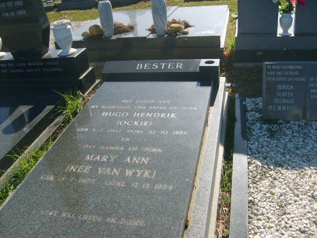 BESTER Hugo Hendrik 1903-1988 &amp; Mary Ann VAN WYK 1905-1994