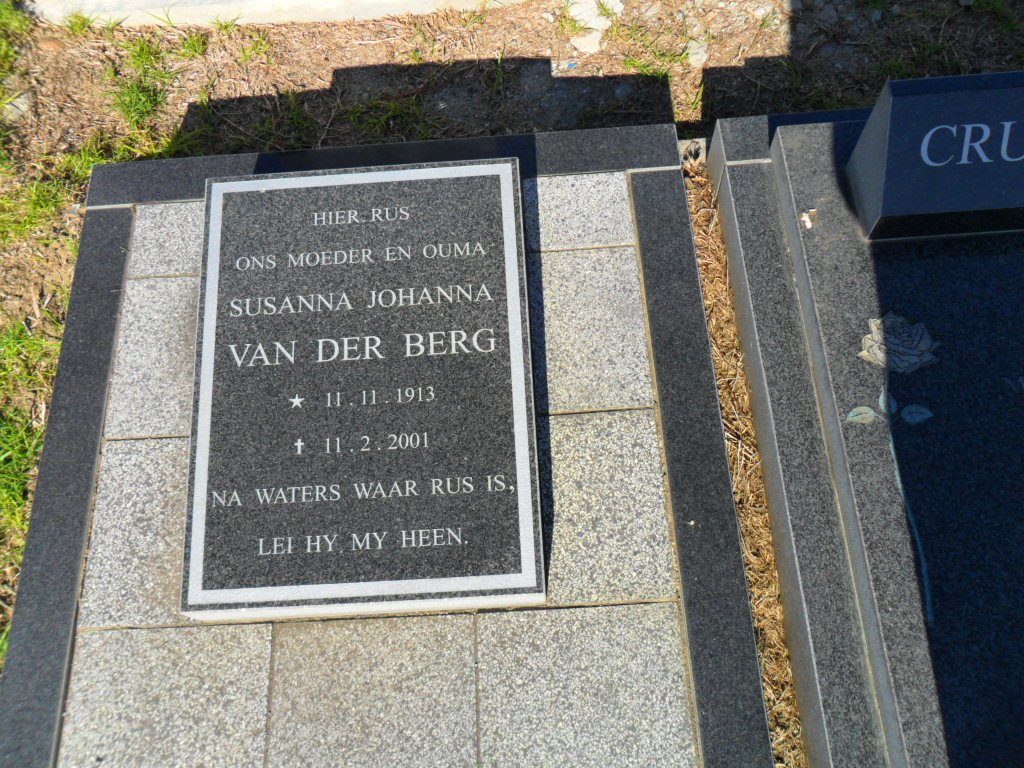 BERG Susanna Johanna, van der 1913-2001