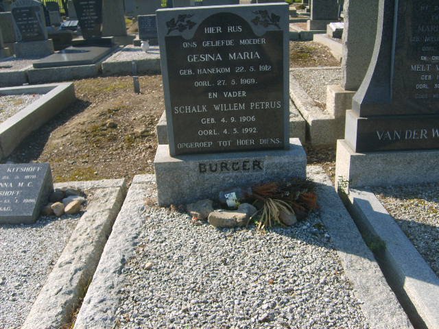 BURGER Schalk Willem Petrus 1906-1992 &amp; Gesina Maria HANEKOM 1912-1969