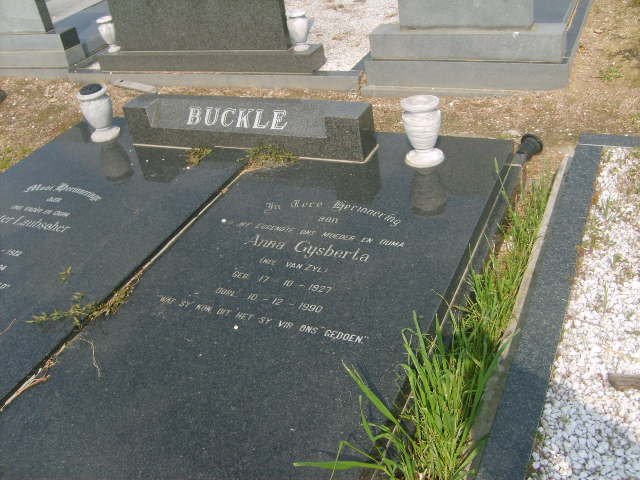 BUCKLE Anna Gysberta nee VAN ZYL 1927-1990