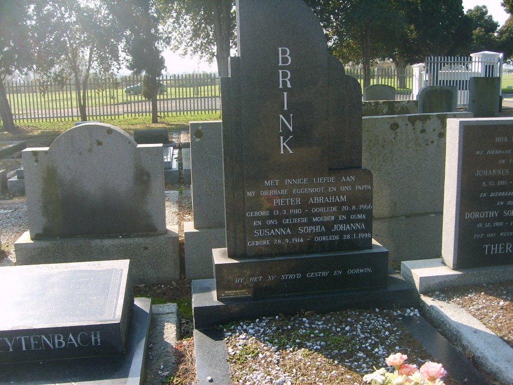 BRINK Peter Abraham 1910-1966 &amp; Susanna Sophia Johanna 1914-1996