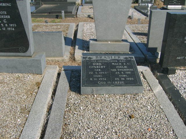BRASLER Dirk Gysbert 1894-1974 &amp; Malie E.C. Zelie SWANEPOEL 1911-1995