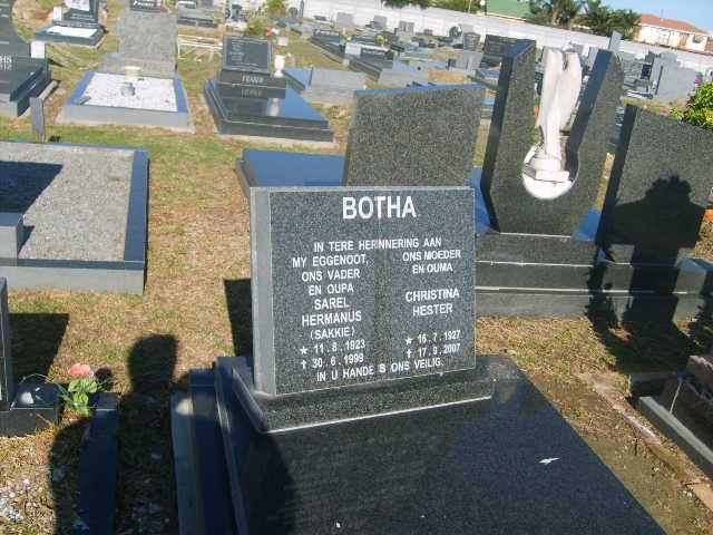 BOTHA Sarel Hermanus 1923-1999 &amp; Christina Hester 1927-2007