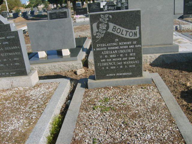 BOLTON Adriaan 1893-1971 &amp; Florence MARRAN 1891-1978