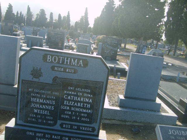 BOTHMA Hermanus Wessel 1905-1987 &amp; Catharina Elizabeth SCHOEMAN 1910-2002
