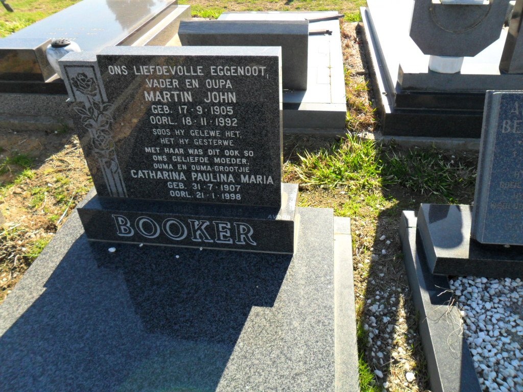 BOOKER Martin John 1905-1992 &amp; Catharina Paulina Maria 1907-1998