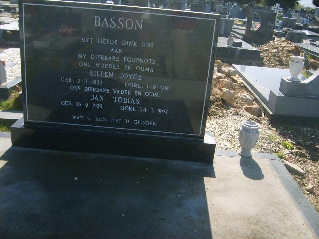 BASSON Jan Tobias 1929-1997 &amp; Eileen Joyce 1932-1991