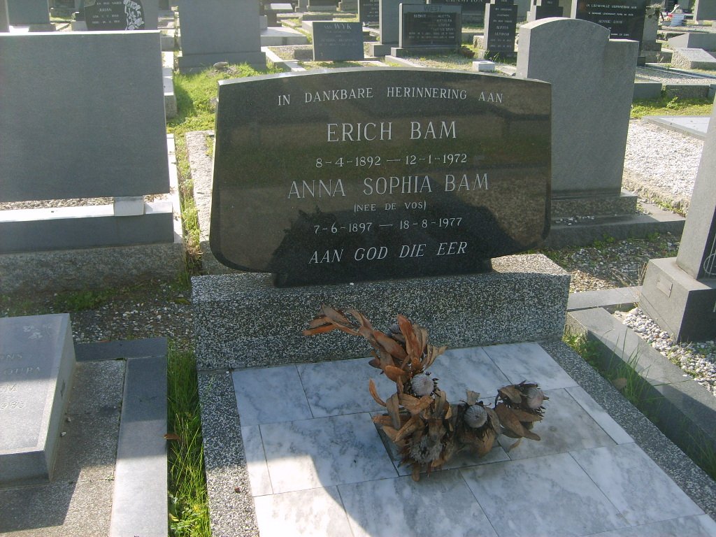 BAM Erich 1892-1972 &amp; Anna Sophia  DE VOS 1897-1977