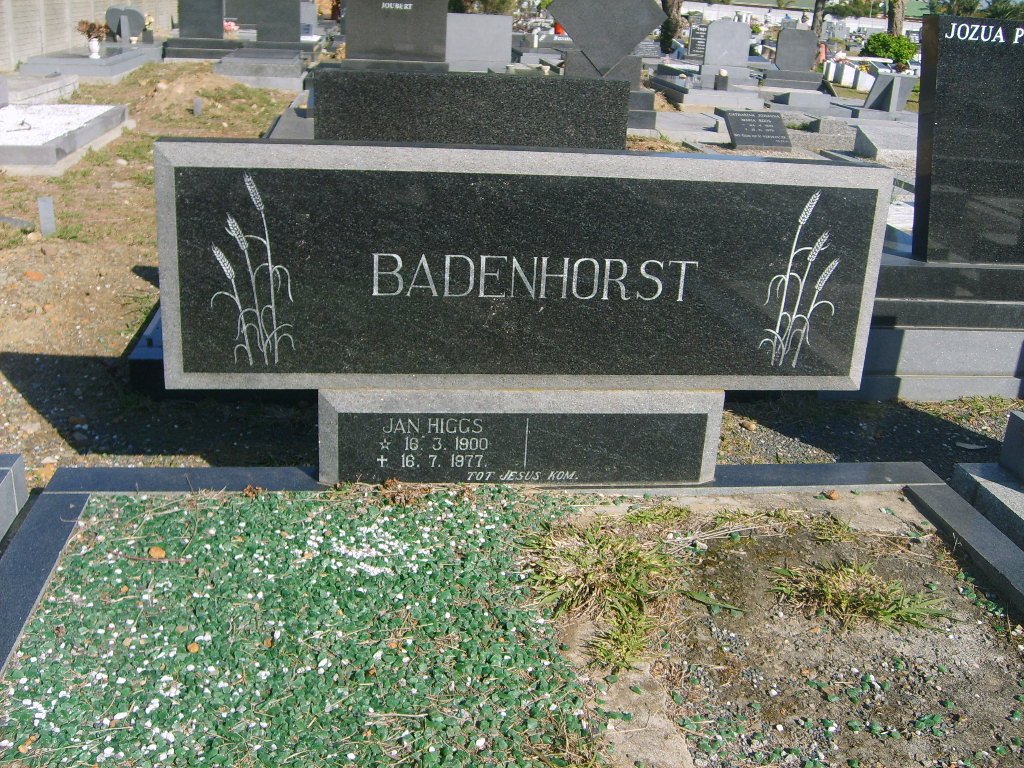 BADENHORST Jan Higgs 1900-1977