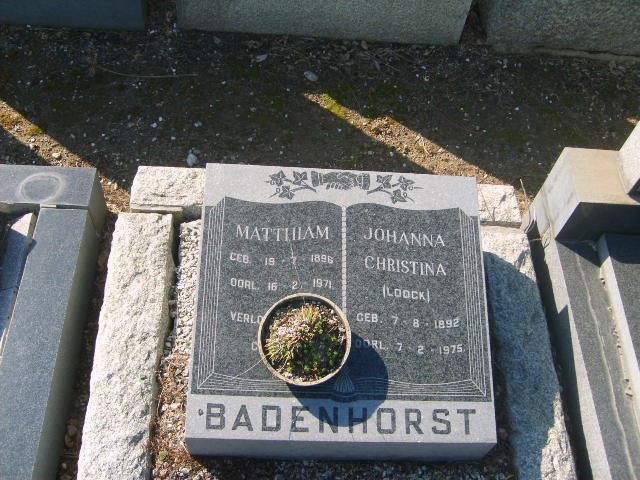 BADENHORST Matthiam 1896-1971 &amp; Johanna Christina LOOCK 1892-1975