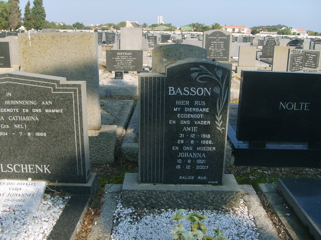 BASSON Awie 1918-1966 &amp; Johanna 1921-2007
