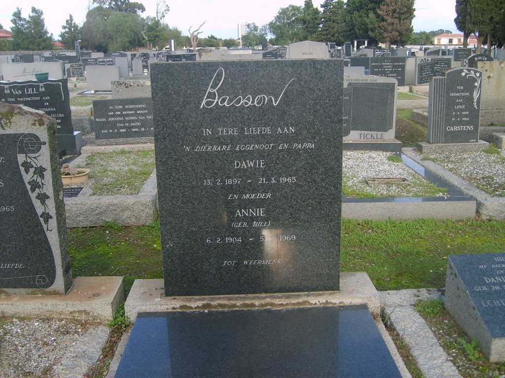 BASSON Dawie 1897-1965 &amp; Annie HILL 1904-1969