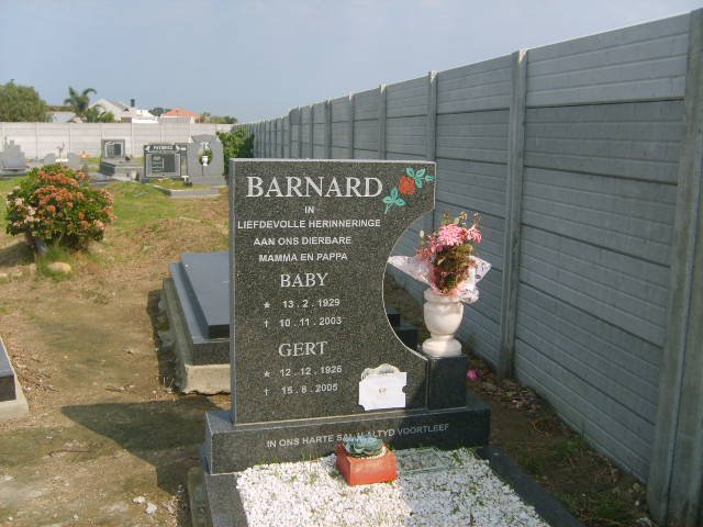 BARNARD Gert 1926-2005 &amp; Baby 1929-2003