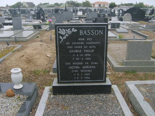 BASSON George Philip 1898-1983 &amp; Jacoba Adriana VAN NIEKIERK 1903-1994