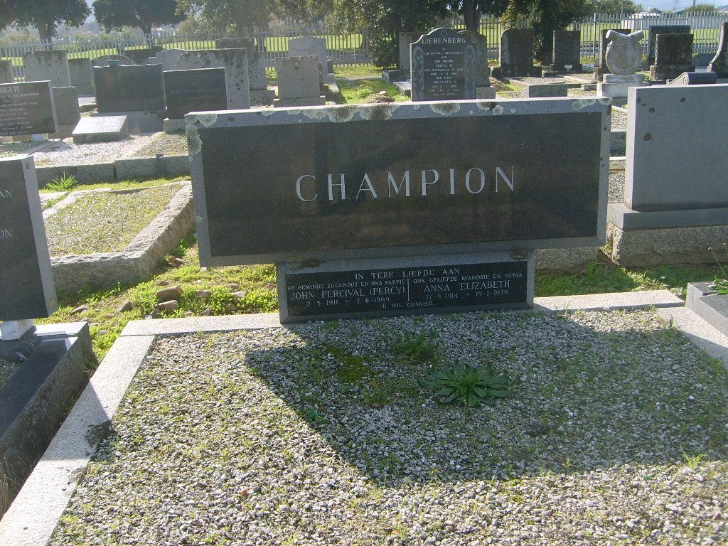 CHAMPION John Percival 1911-1969 &amp; Anna Elizabeth 1914-1979