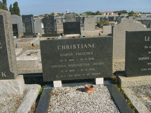 CHRISTIANE Casper Frederick 1886-1968 &amp; Johanna Margaretha Jacoba 1892-1969