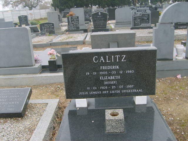 CALITZ Frederik 1905-1980 &amp; Elizabeth RETIEF 1908-1987