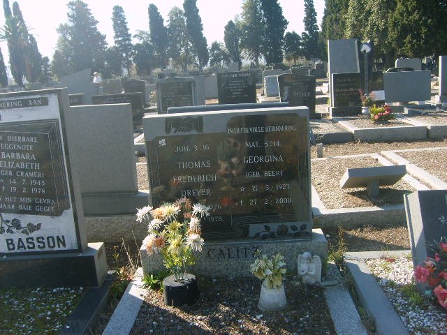 CALITZ Thomas Fredrich Dreyer 1926-1978 &amp; Georgina DE BEER 1927-2000