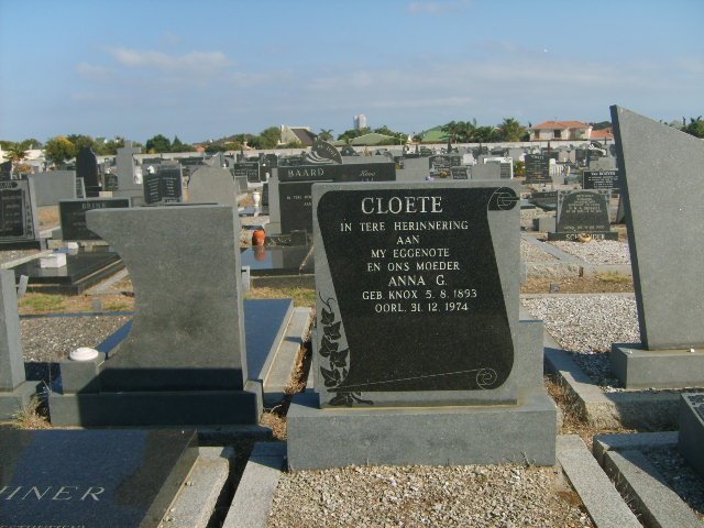 CLOETE Anna G. nee KNOX 1893-1974