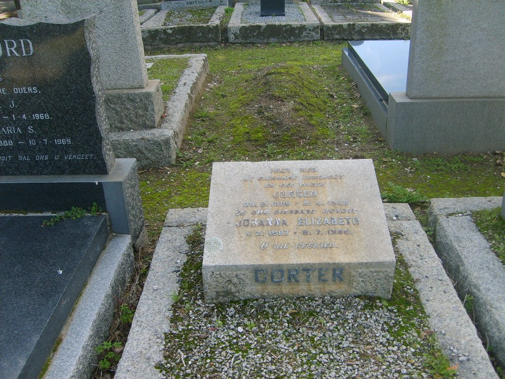 CORTER Jurgen 1888-1962 &amp; Johanna Elizabeth 1887-19??